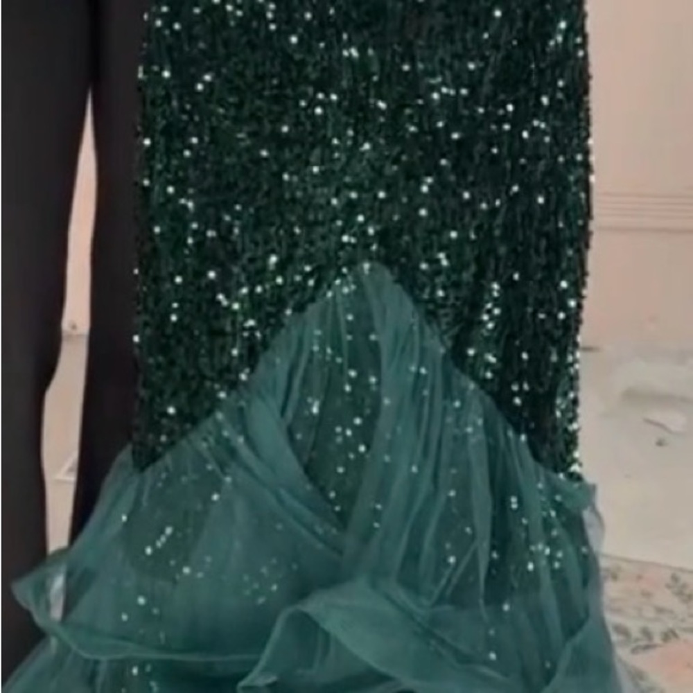 Emerald Sequin Mermaid Prom Dress - Picture 3 of 4